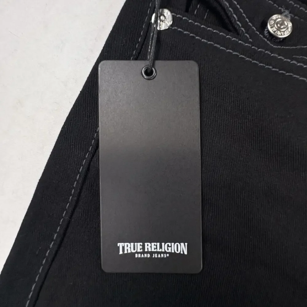 True Religion Ricky Jeans Mens 34x31 Black Relaxed Straight Stretch Denim Rinse